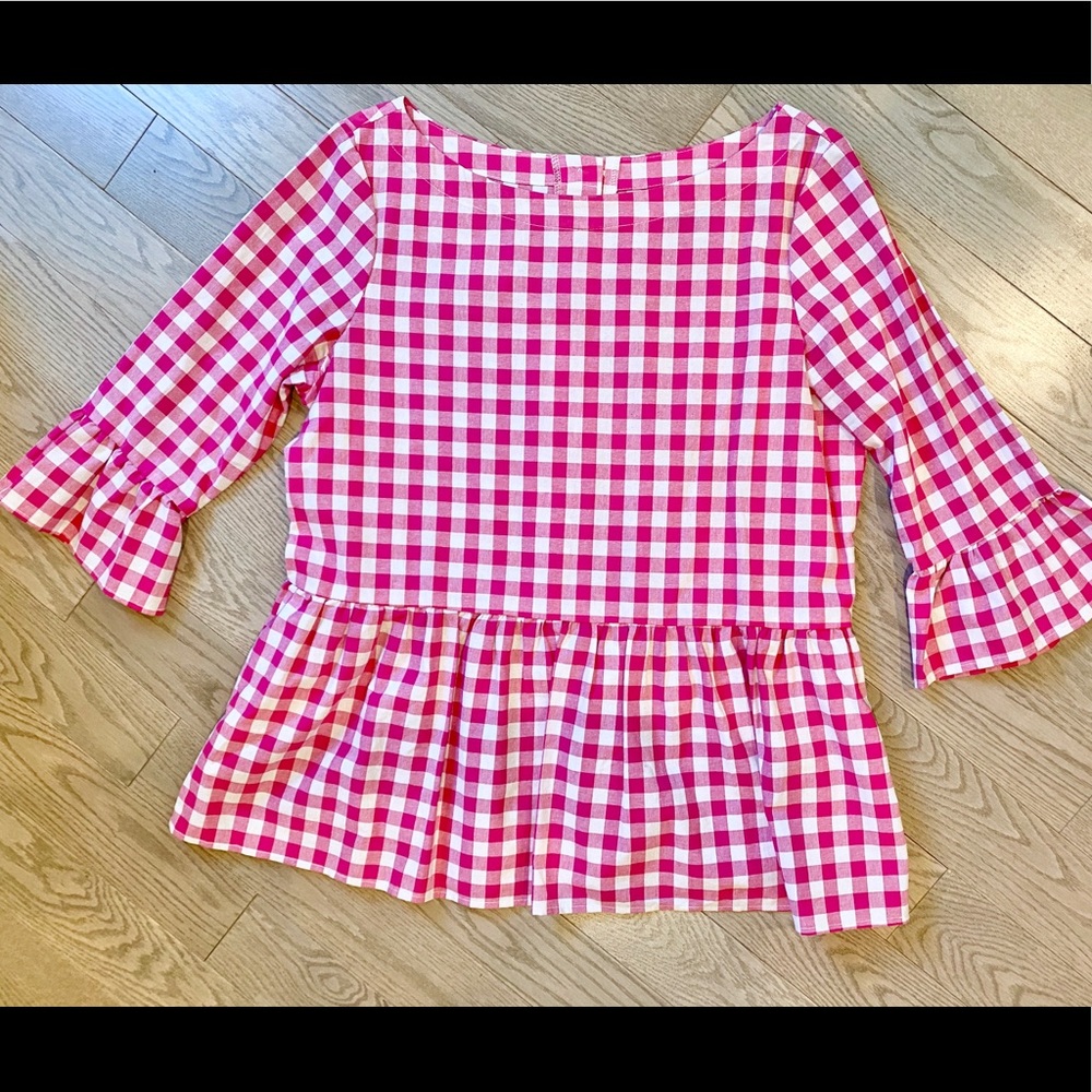Haley and the hound pink gingham ruffle top